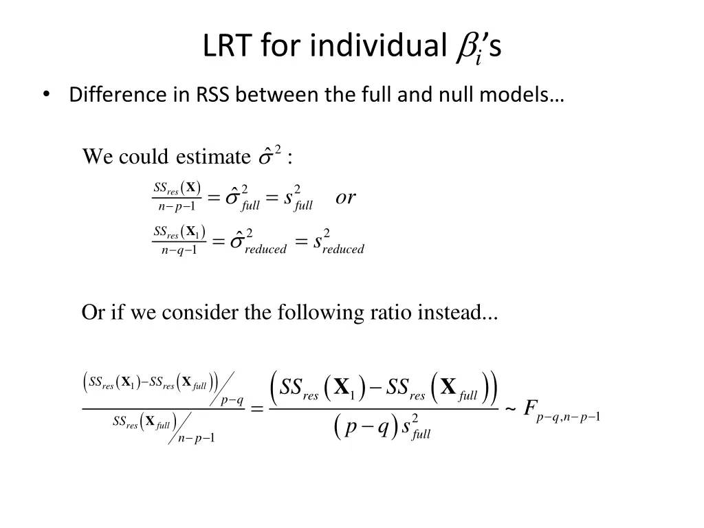 lrt for individual i s 1