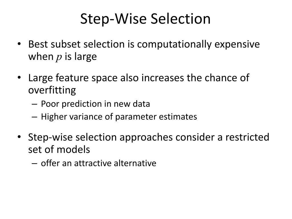 step wise selection