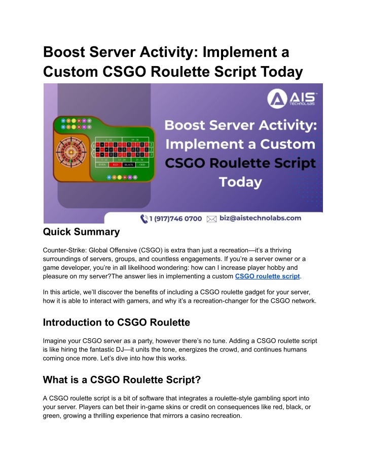 boost server activity implement a custom csgo