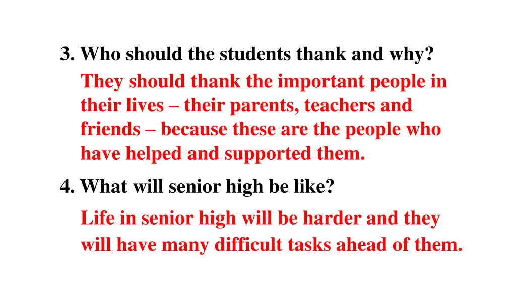 3 who should the students thank and why they