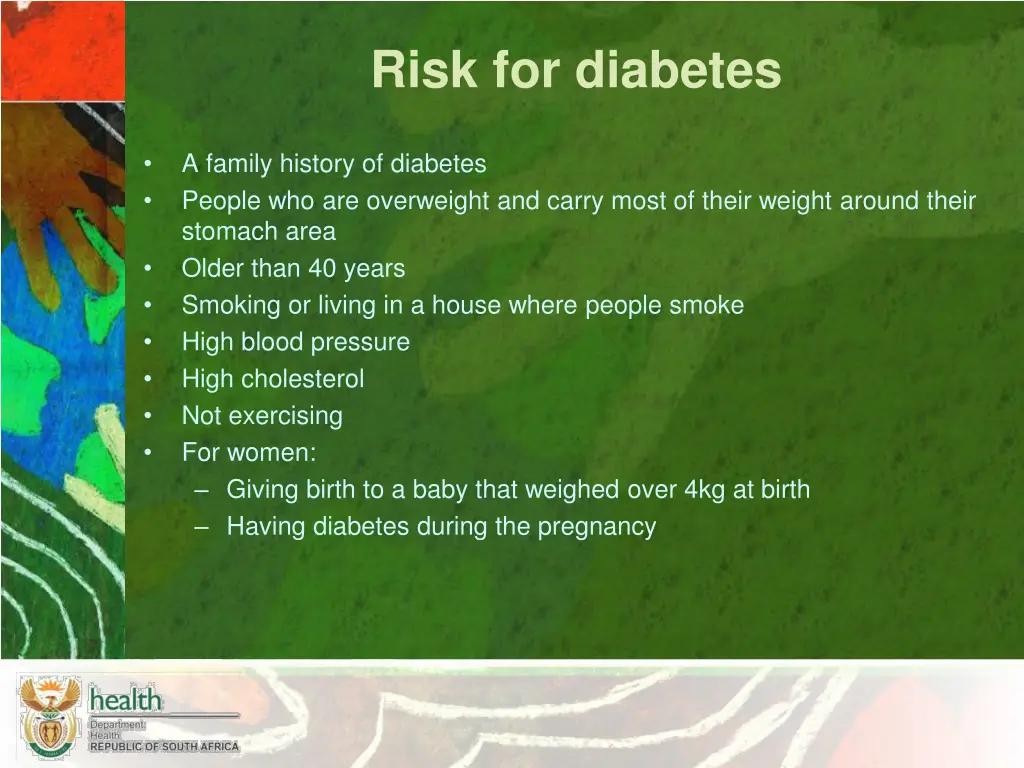 risk for diabetes