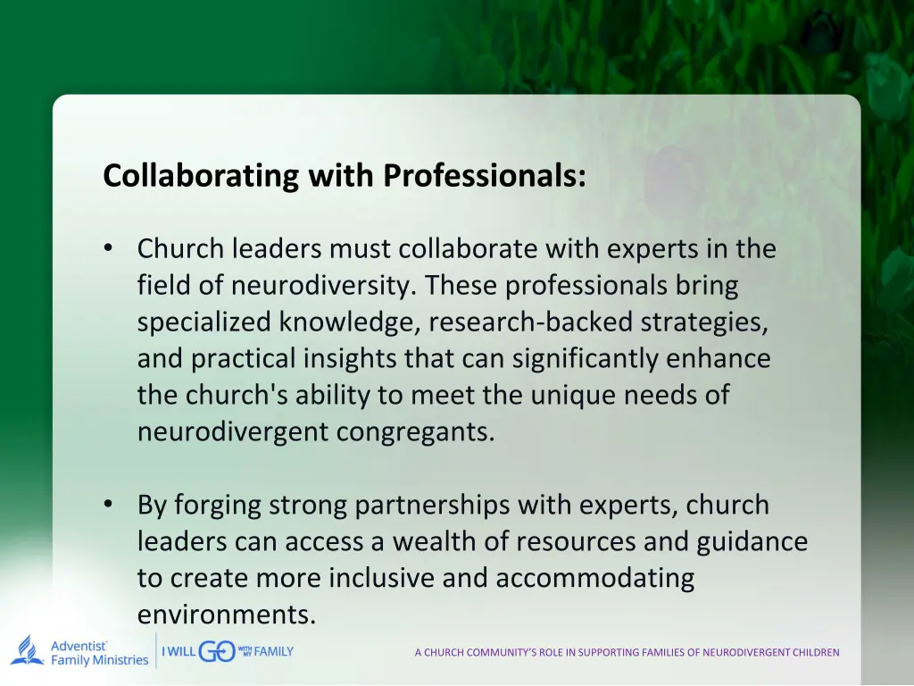 collaborating with professionals