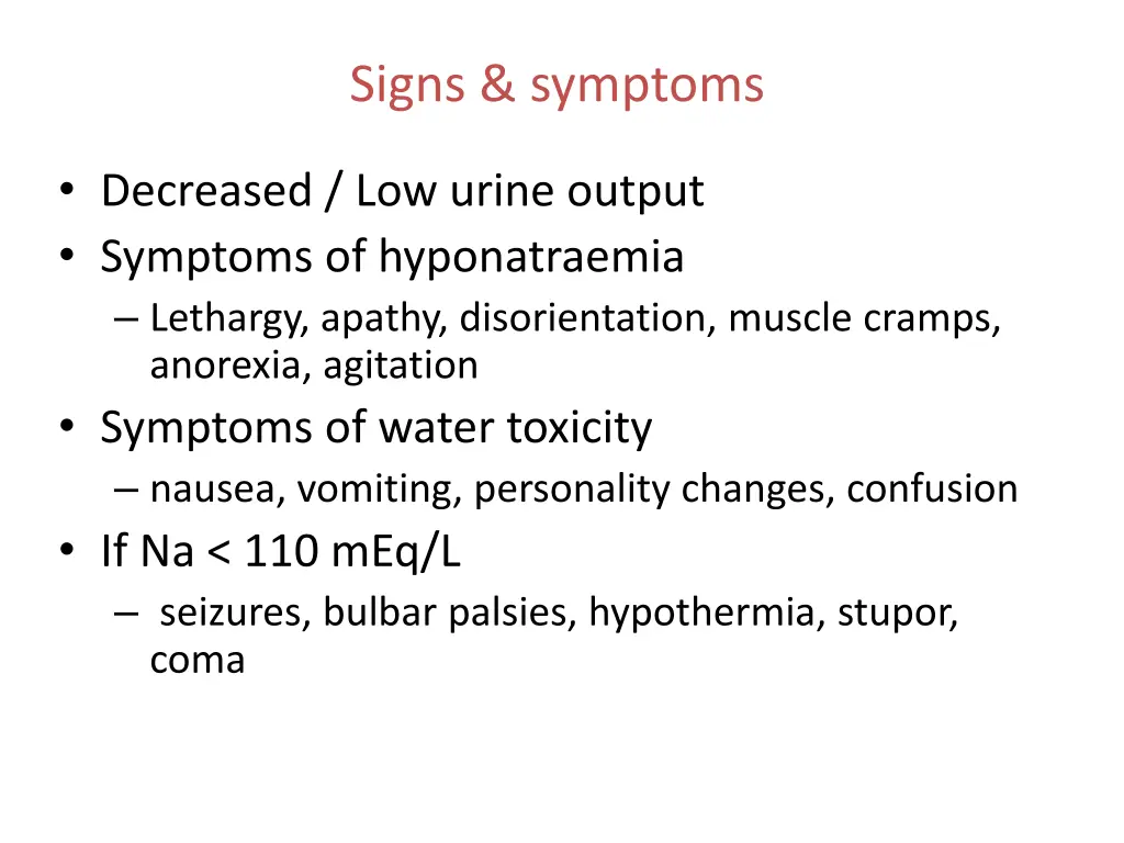 signs symptoms