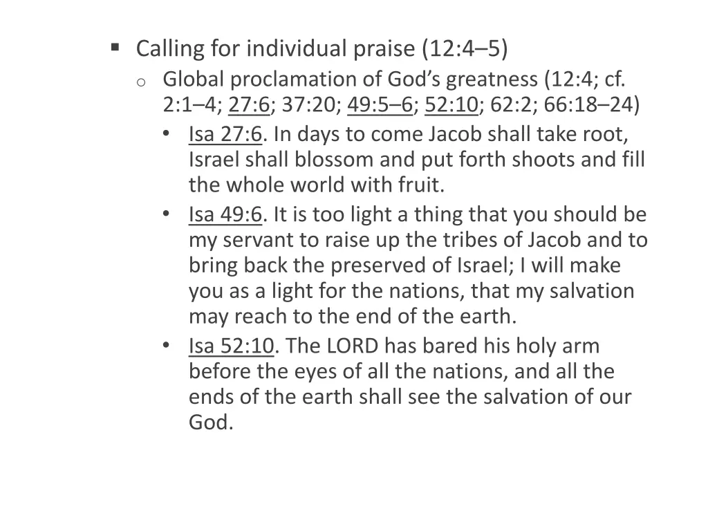 calling for individual praise 12 4 5 o global