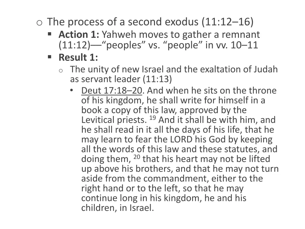 o the process of a second exodus 11 12 16 action