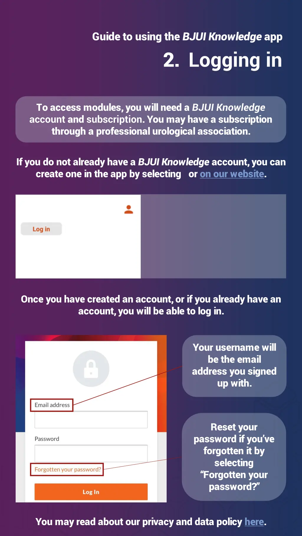 guide to using the bjui knowledge app 2 logging in