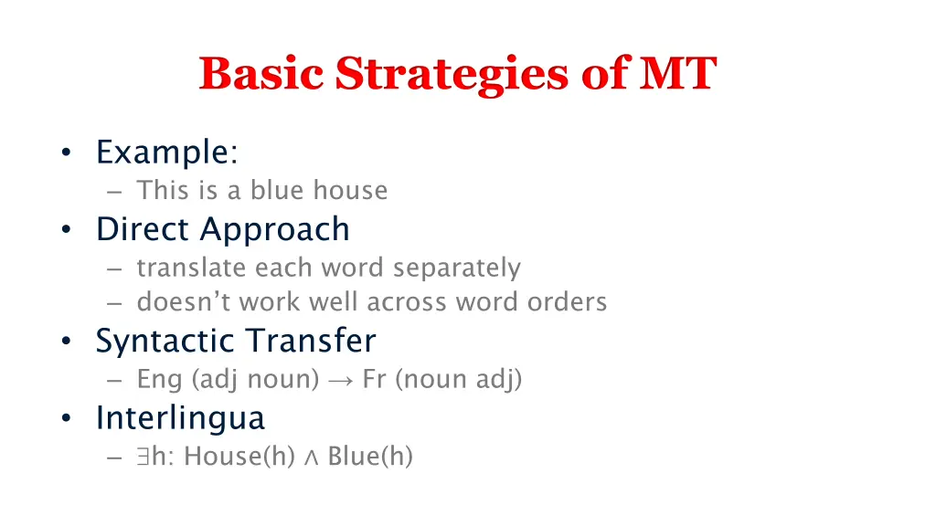 basic strategies of mt 1