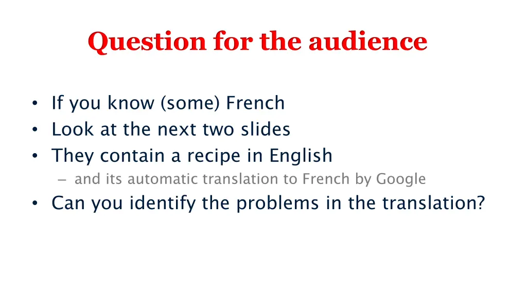 question for the audience