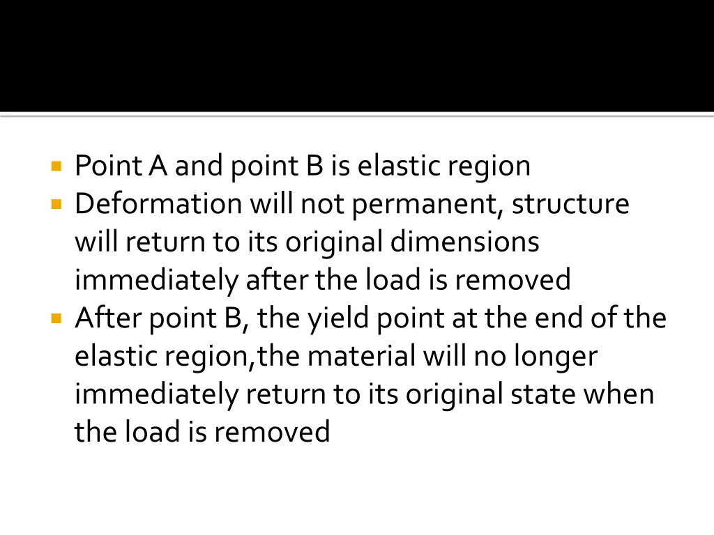 point a and point b is elastic region deformation