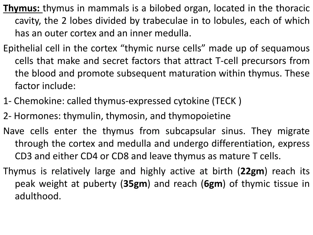 thymus thymus in mammals is a bilobed organ