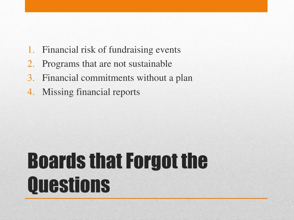 1 financial risk of fundraising events 2 programs