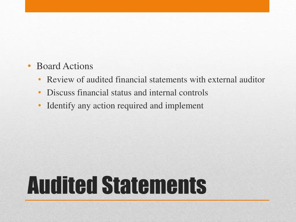 board actions review of audited financial