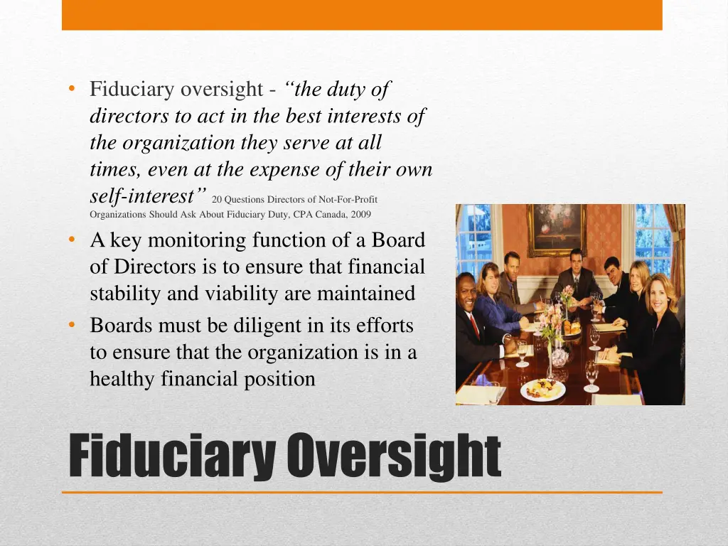 fiduciary oversight the duty of directors