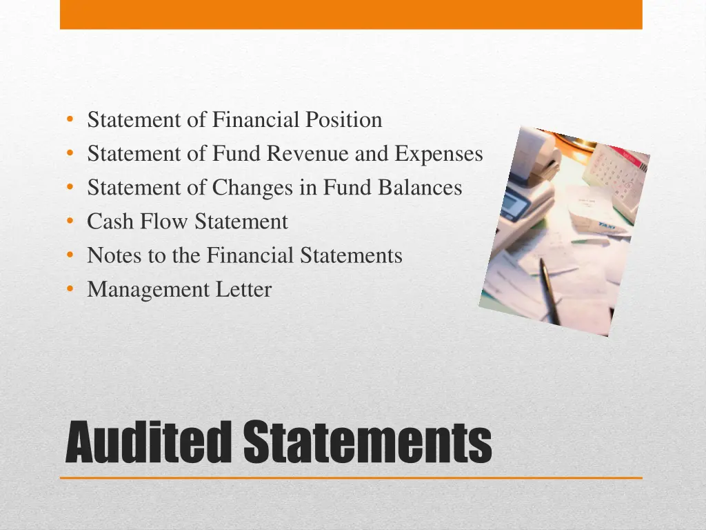 statement of financial position statement of fund