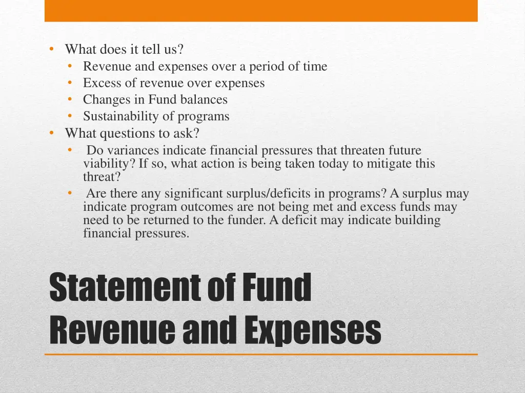 what does it tell us revenue and expenses over