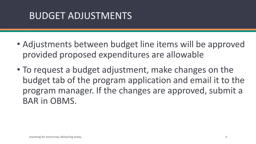 budget adjustments