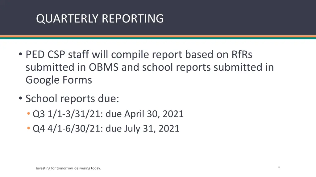 quarterly reporting 1