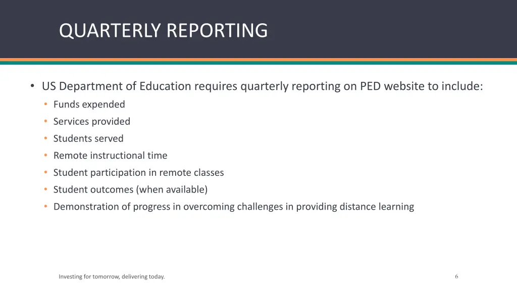 quarterly reporting