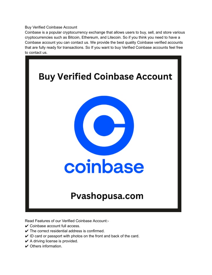 buy verified coinbase account coinbase