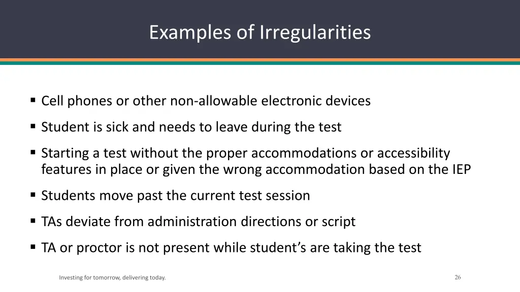 examples of irregularities