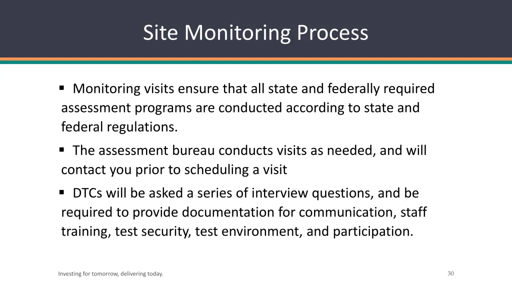 site monitoring process