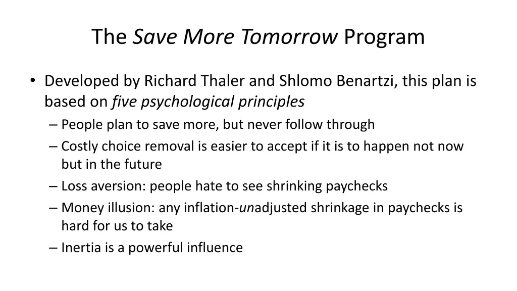 the save more tomorrow program