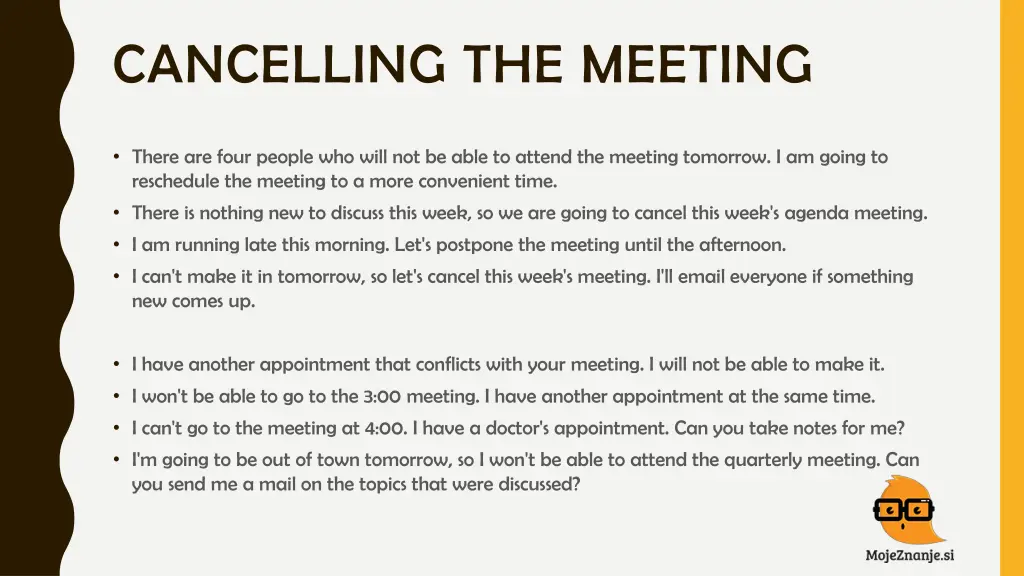 cancelling the meeting