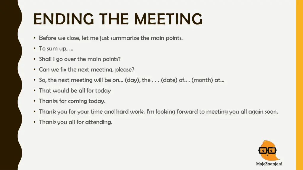 ending the meeting