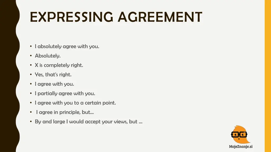 expressing agreement