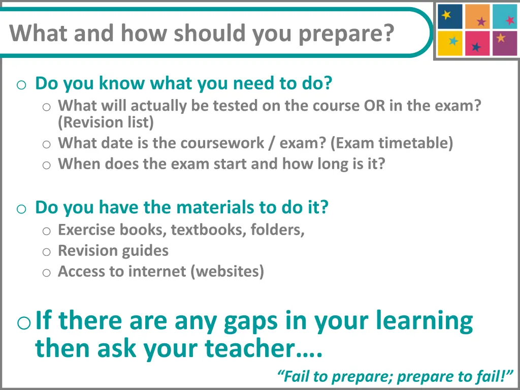 what and how should you prepare