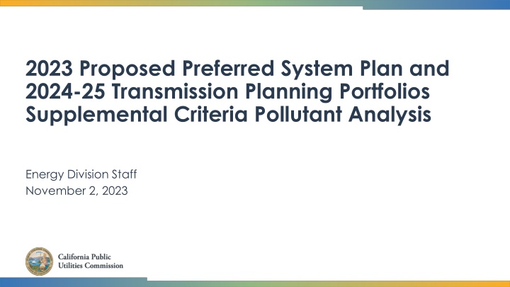 2023 proposed preferred system plan and 2024