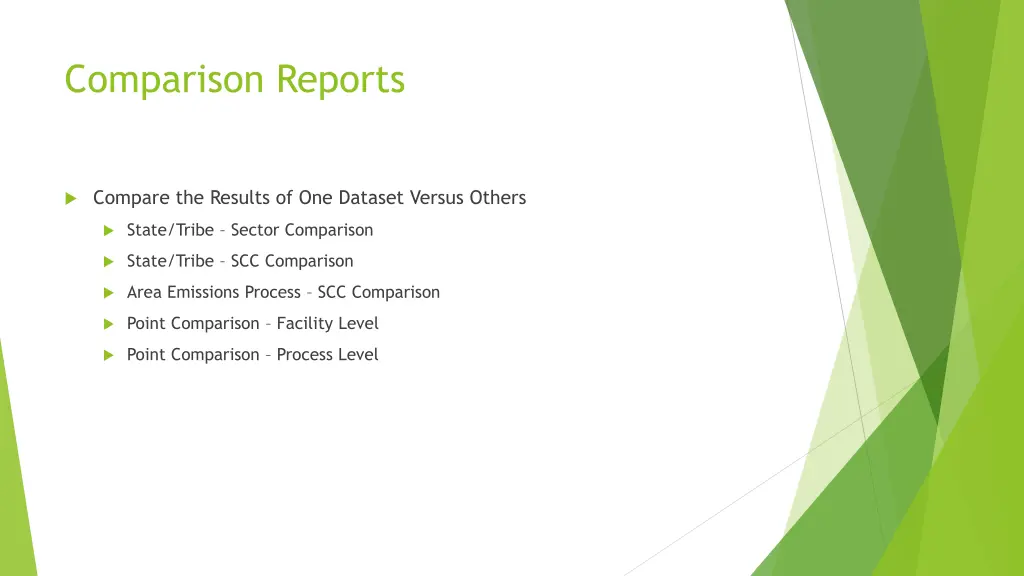 comparison reports