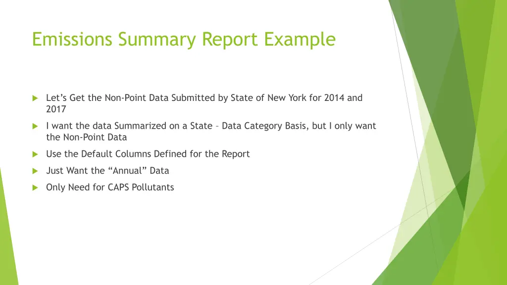 emissions summary report example