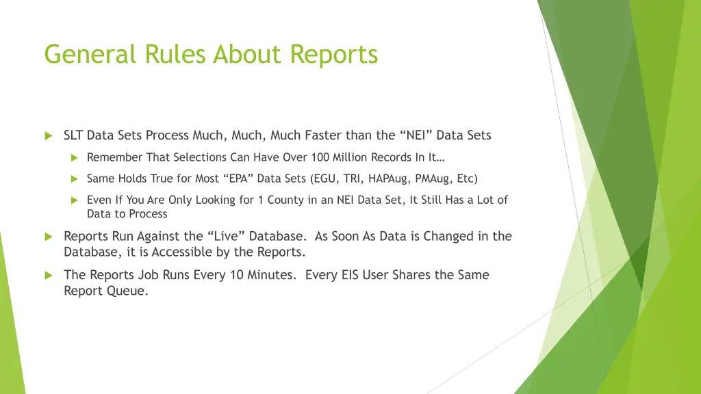 general rules about reports