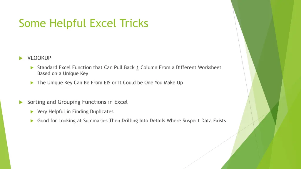 some helpful excel tricks