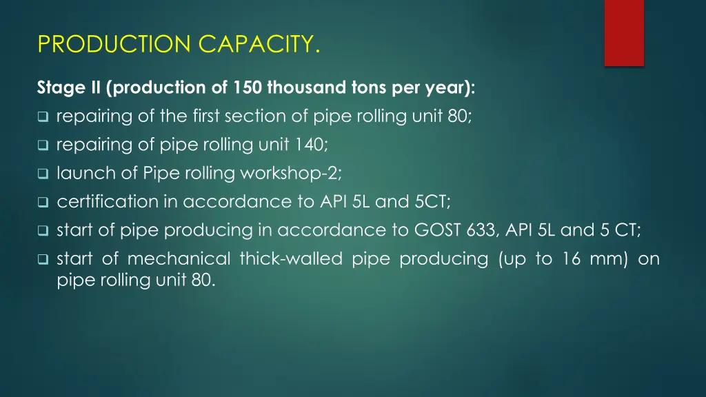 production capacity 1