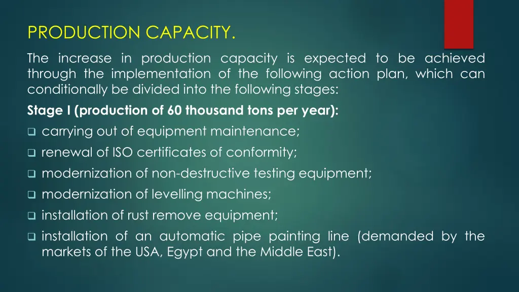 production capacity