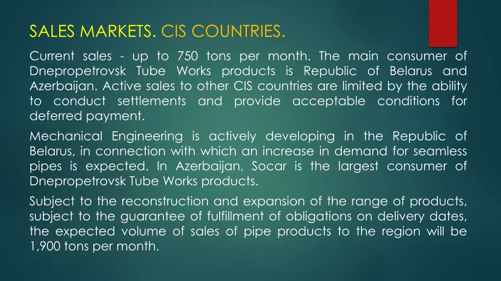 sales markets cis countries