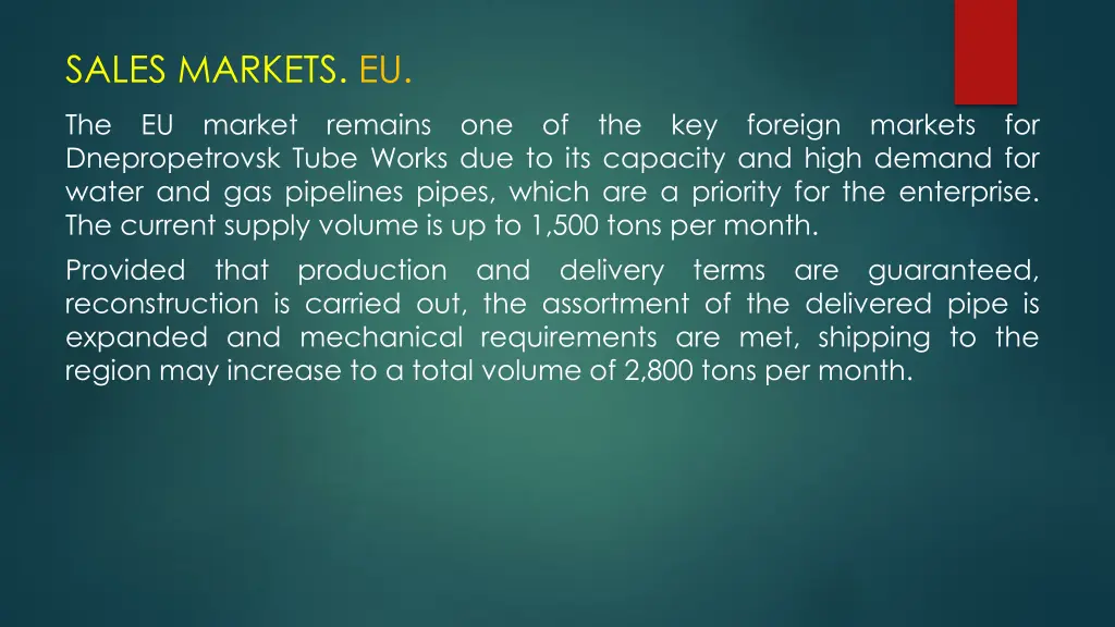 sales markets eu