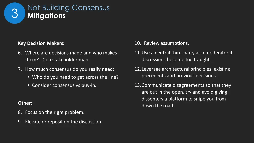 not building consensus mitigations 1