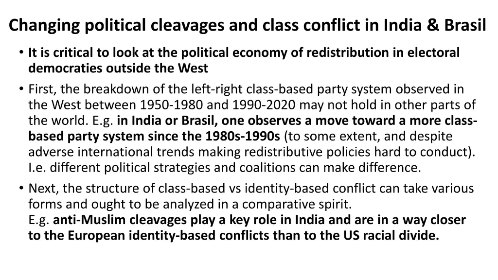 changing political cleavages and class conflict