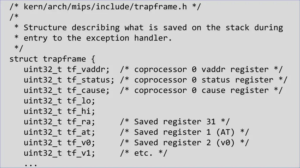 kern arch mips include trapframe h structure