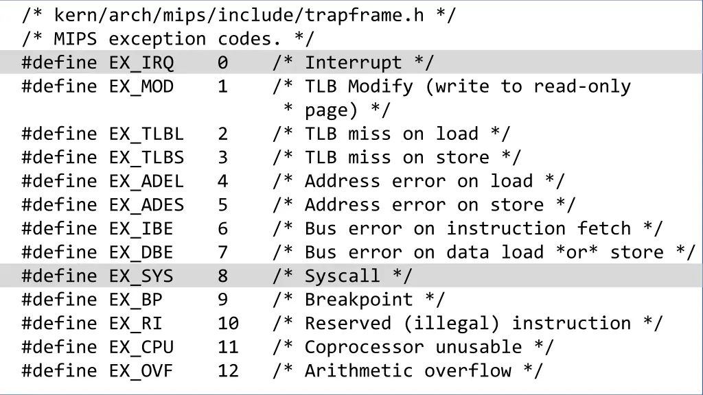 user mode address space define ex irq 0 interrupt