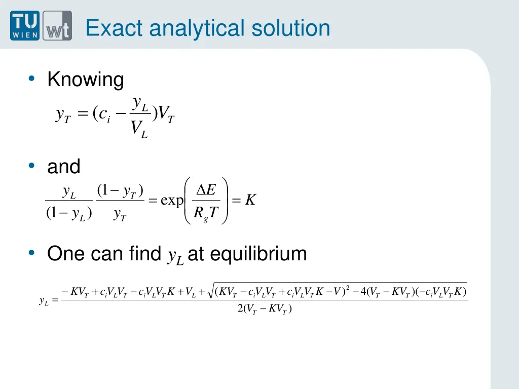 exact analytical solution