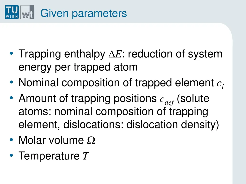 given parameters