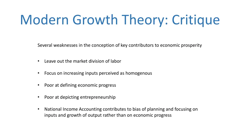 modern growth theory critique 2