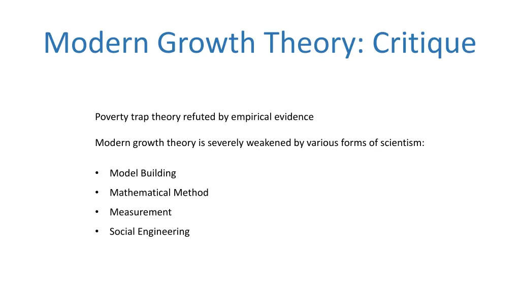 modern growth theory critique