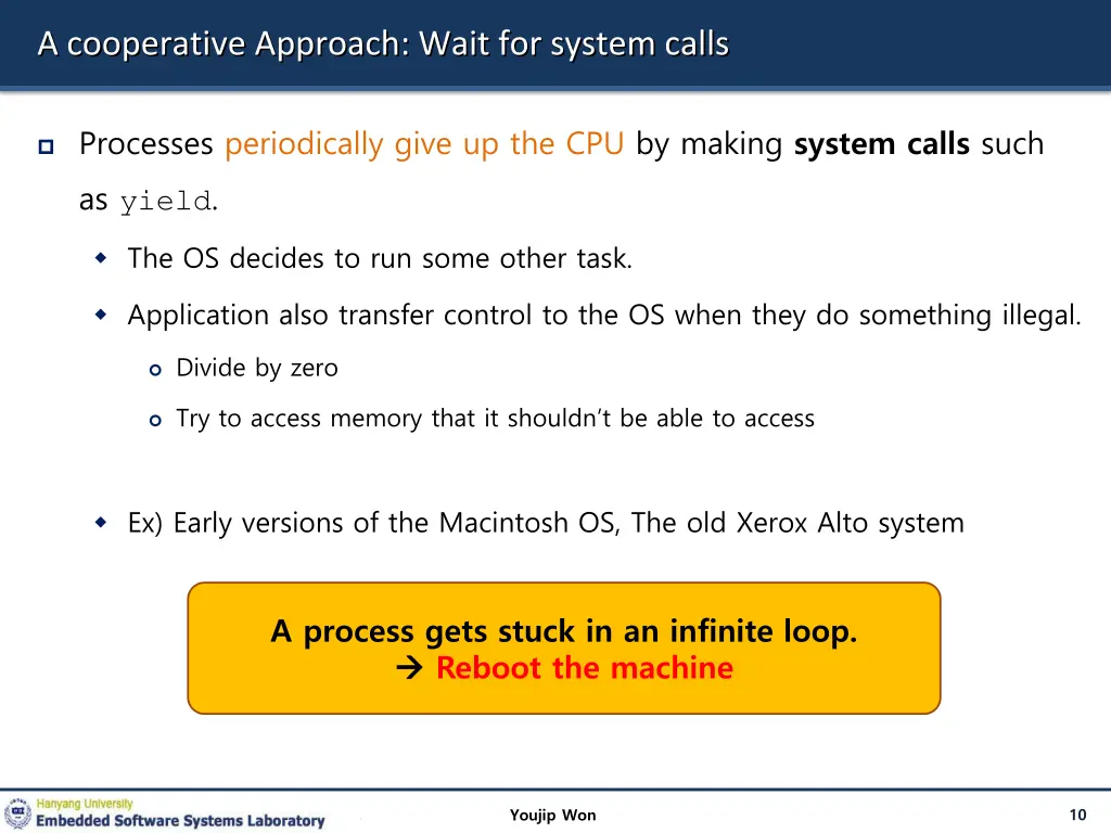 a cooperative approach wait for system calls