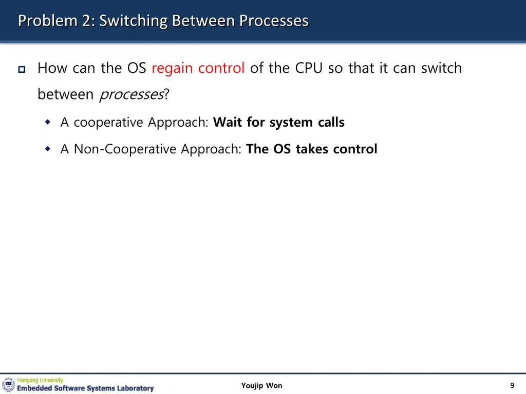 problem 2 switching between processes