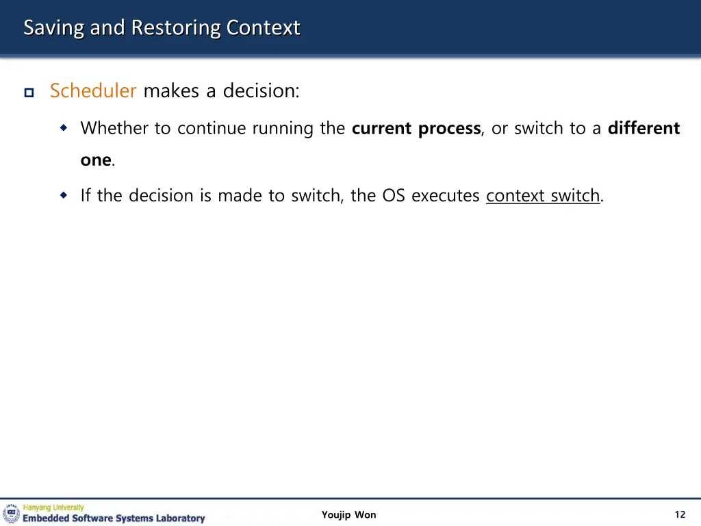 saving and restoring context